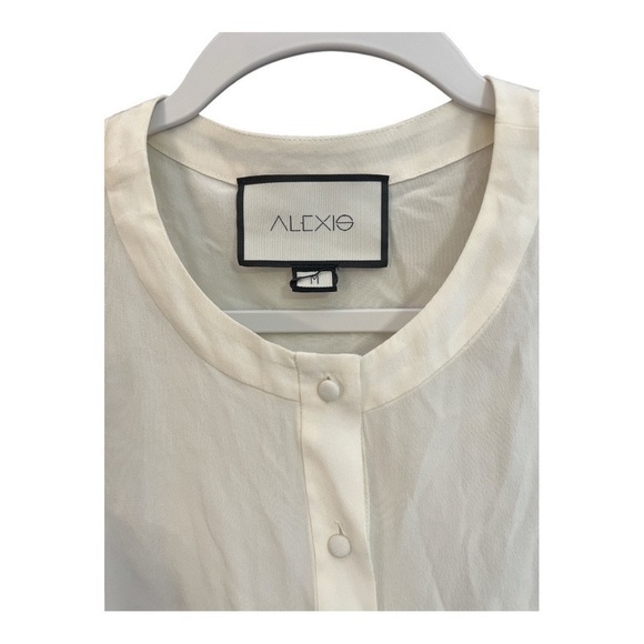 Alexis Danijela Silk Cream Ruffle Sleeve Cape Blouse Size Medium RA1 - Picture 3 of 4